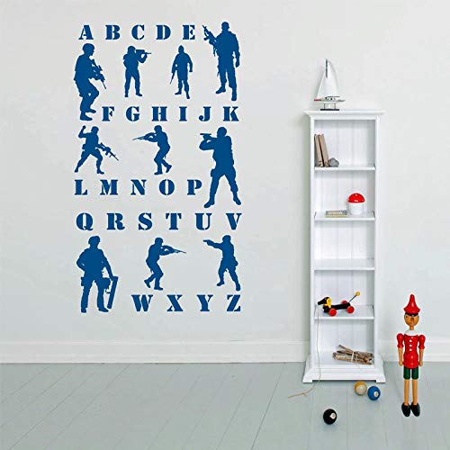 Preisvergleich Produktbild jiuyaomai Armee Spielzeugsoldaten ABC Alphabet Vinyl Wandaufkleber Für Kindergarten Kinderzimmer Jungen Decor Wandtattoos Schlafzimmer Home Poster schwarz 57X99 cm