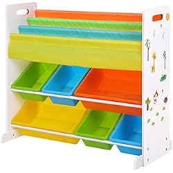 SONGMICS Estantería Infantil para Juguetes Libros Librería de 3 Niveles con 6 cajones 86 x 27 x 78 cm GKR03W