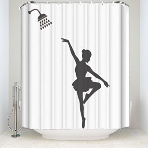 Fabric Shower Curtain - Ballet Dancers Silhouettes Illustration Artistic Design Print Bathroom Curtains 100% Waterproof &amp; Eco-Friendly 60x72IN