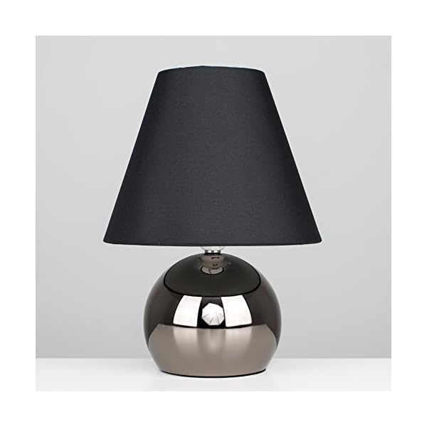 Modern Touch Dimmer Bedside Table Lamp with Cream Tapered Light Shade - Image 5