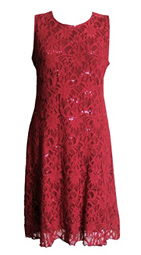 DangerousFX Red Size 18 Sparkly Flare Sequin Lace Evening Cocktail Dress