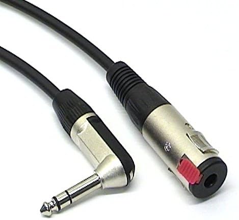 2m TRS 1/4" Jack Socket to Right Angled Plug, Extension Cable, Black