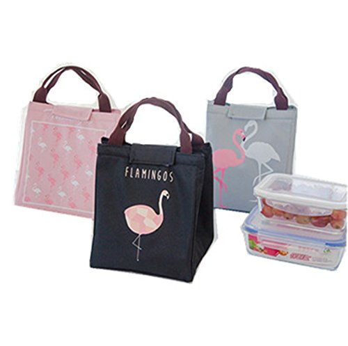 lifeYUE YUE-Sac à déjeuner Enfant Femme Adulte Sac Isotherme Lunch bag isotherme Sac Pique-niques Flamant (noir)