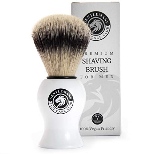 Vegan Friendly Shaving Brush - Gentleman's Face Care Club Badger Friendly Shave Brush for Shaving Cream, Foam Or Soap No Bristle Loss Promise