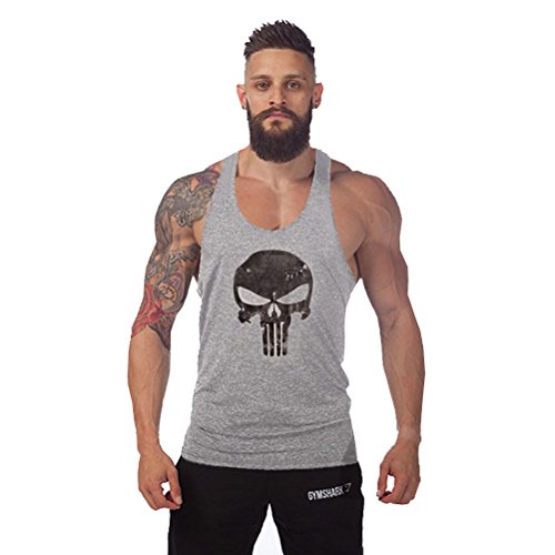 Robo Tank Top Hombre Sin Manga Calavera Slim Fit Cómodo Fitness Top Camisetas de Tirante Gimnasio Deporte Tenis Playa