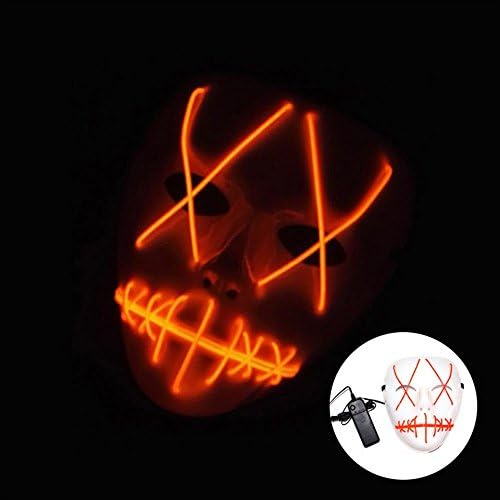 1W Masquerade/Halloween Ghost Slit Mouth Light Up Luminescence Mask for Party Prop Does not Contain Batteries , LED Lighting ( Color : Orange )