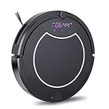 Robot Aspirador, YOKKAO Robot de Limpieza Inteligente Automático con 5 Modos de Limpieza y Pantalla Led, Dispone de Control Remoto (Negro)