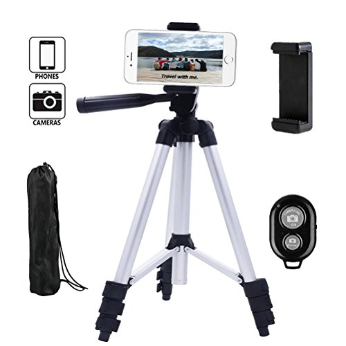 Dezuo 107cm Aluminium Dreibein Stativ Handy fr Kamera, digitalen SLR Kamera, iPhone, Mobiltelefon, mit universellen Smartphone Halterung und Fernbedienung
