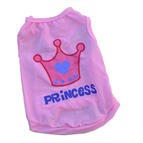 CY-Buity Verano Ropa Perro Mascota Ropa De Perro Summer Pink Princess Crown Chaleco Sin Mangas Camisetas Ropa