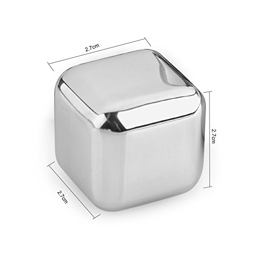 Uten 6PCS Stainless Steel Reusable Wine Ice Cubes Edelstahl Eiswürfel ,Pack of 6 Metall Whiskey Chilling Rocks Eis Steine - 2