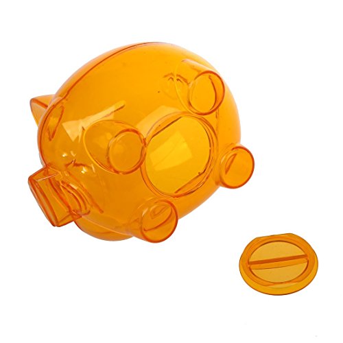 SODIAL(R) Plastik Sparschwein Muenzen Bargeld Speicher Klar Orange - 5