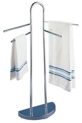 WENKO 16610100 Handtuchständer Raumwunder mit 4 Armen - Kleiderständer, bewegliche Arme, platzsparend, halber Standfuß, Stahl, 33 x 93.5 x 48 cm, Chrom