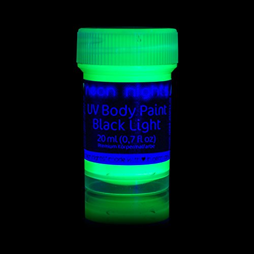 neon nights UV-Licht Bodypainting Schminke | Schwarzlicht-Körperfarbe für Body und Facepainting | Fluoreszierende Farben im Schminkset für knalligen Glow-Effekt | 8 x 20ml Leucht-Farben - 4