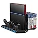 Produktbild Mondpalast @ Vertikalständer Kühler Dual Ladestation Ladegerät Multifunktionale Vertical Standfuß Halterung mit 3 USB-Ports &14 Disc Storge für Sony Playstation 4 playstation 4 PS4 PS 4 Controller Konsole Kontrolleur Spiel-Disc