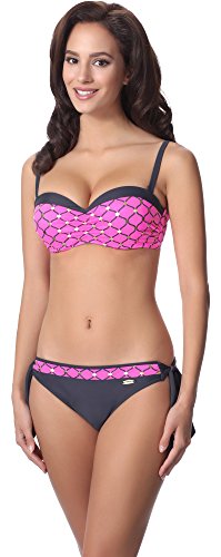 aQuarilla Bikini Trajes de Baño Dos Piezas Mujer AQ120(Grafito/Rosa, EU 42=ES 44)