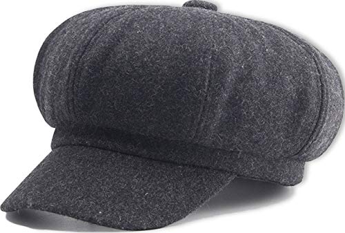Ambysun Sombrero de señoras Vendedor de periódicos Sombrero de Boina Estilo Bakerboy Visera Sombrero de Hiedra Sombrero para Mujer Gorras (Style2_Dark Grey)