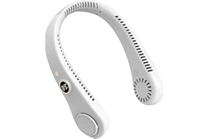 KUGGTY 4000mAh Portable Neck Fans Rechargeable, 5 Speed Hanging Bladeless Fan, Soft Neckband, 360° Airflow Cooling, Mini Fan for Outdoor Travel Office Sport (Upgrade White)