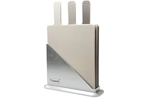 MAESTRO Set di 3 taglieri antiscivolo rettangolari in silicone grigio con supporto, lavabile in lavastoviglie per frutta, carne, pesce