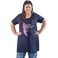 CUPID Regular Fit Cotton Round Neck Half Sleeve T-Shirt, Plus Sizes Nightwear, Sleepwear, Gym n Lounge Wear Long Tops for Girls