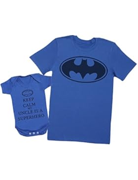Keep Calm My Uncle Is A Superhero - Passende Onkel Baby Geschenk-Set - Herren T-Shirt & Baby Strampler