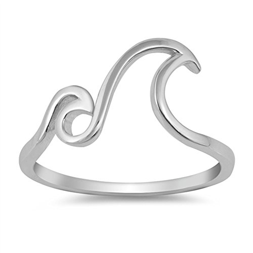 Double Wave Ocean Tide Surfer Beach Ring New 925 Sterling Silver Band