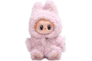 MINGSOLDIER Ropa de muñeca de 17 cm, adecuada para muñecas labubu de 17 cm, accesorios sentados, 1 mono rosa, sin muñeca