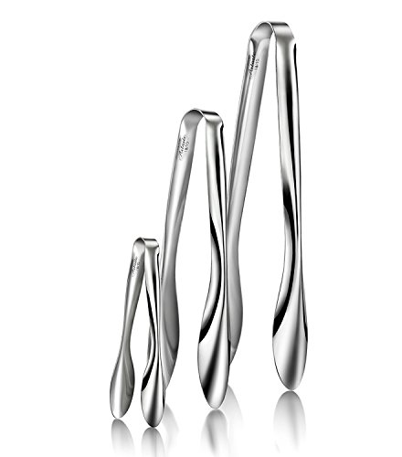 Artaste43167 Rain 18/10 Stainless Steel Utility Tongs, Set of 3, Silicone, Silver, 6, 9 and 12 inch