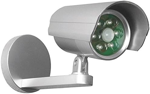 Imitation CCTV Camera with PIR Motion Sensor LED LIGHT - ABS - Silver - Battery Powered - light illuminates when movement is detected at night