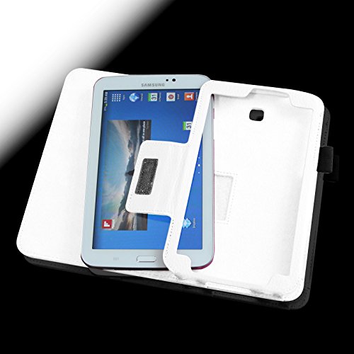Fintie Samsung Galaxy Tab 3 7.0 (7 Zoll) SM-T210 SM-T211 Hülle Case – Slim Fit Folio Bookstyle Kunstleder Schutzhülle Cover Tasche mit Ständerfunktion und Stylus-Halterung, Weiß - 7