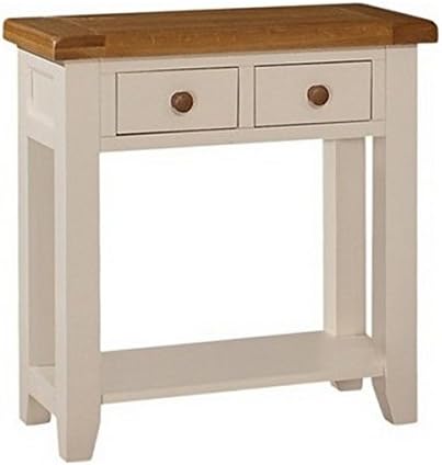 Jenison White Console Table, Oak And Pine Console Table With 2 Drawers, Pine And Oak Tea Table, Pine And Oak Buffet Table, Living Room / Hallway / Dining Room Furniture, 80 x 79 x 35cm, Natural Oak, Champagne