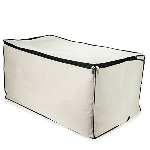 Große Aufbewahrungsbox Unterbettkommode schwarze Einfassung – Mottensicher B 91 cm x T 50 cm x H 45 cm Hangerworld