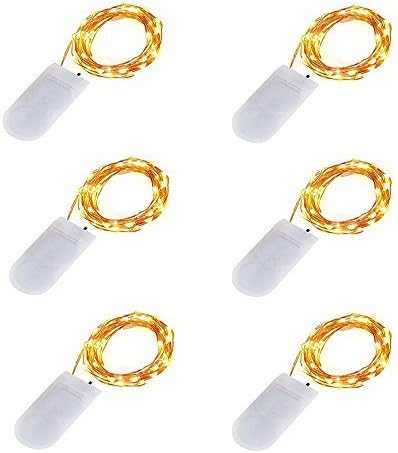 Fairy String Lights 20 LED Firefly Lights Battery Operated Outdoor Starry Copper Wire Lights 6.6ft LED String Fairy Waterproof Lights for Parties Christmas Wedding Valentine's Day Decoration 6 Pack