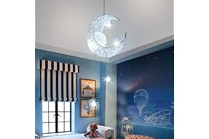 PETITES ECREVISSES Lampada a sospensione a LED Forma di Luna Moderna Lampada a Sospensione in alluminio per Bambini Camera da Letto (Luce Bianca)
