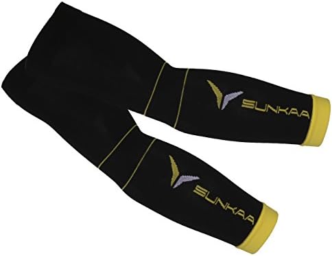 SUNKAA Men's Arm Warmers Elbow Tennis Compression Arm Sleeve, Black, XS/S, 237001