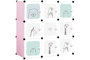 ‎KIDS COLLECTIVE Kids Collective Children's Modular Cabinet 9 Doors with Fairy Tale Print Combination Cupboard Boltless Shelving 3kg Chamber Capacity Polypropylene Panels Mould and Water Resistant 110 x 37 x 110 cm
