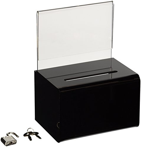 SourceOne 5 Inch Small Black Money Box with Sign Holder and Lock