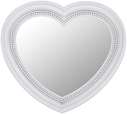 BHP Wall makeup mirror heart shape baroque style frame white decoration ornaments antique B991484-3