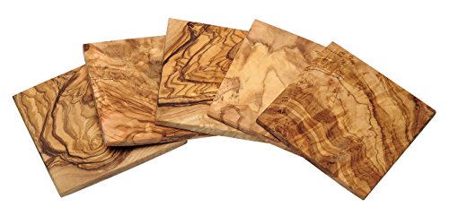 6er Set Untersetzer aus Olivenholz