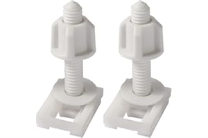 DPWOUM 2Pcs White Plastic Toilet Seat Screws and Nuts with Washers, Hinge Bolts Screws Hinges Replacement Parts for Mounting Toilet Lid