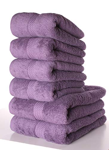 PimpamTex  Juego de Toallas Premium 700 Gramos de Secado Rápido para Baño, 100% Algodón, Pack Toallas de Baño + Toallas de Mano  (Morado, 2 de 70x140 cm + 4 de 50x100 cm)