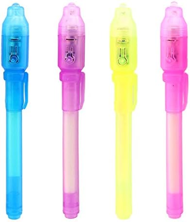 HAPPYQUDA 4pcs Invisible Ink Pen and Black Light