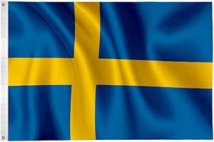 SHONYE 150X90cm Drapeau Suède, Drapeau Suédois avec 2 œillets en Métal, Drapeau de la Suède aux Couleurs Vives, Drapeau National Suédois Décoré Lors D''événements Sportifs, Fêtes, Défilés
