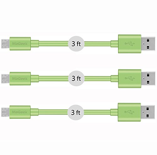 MaGeek® [3-Pack]0.9m Premium Micro USB Kabel Schnell Aufladen Synchronisationen und Ladekabel für Android, Samsung, HTC, Motorola, Nokia, LG, HP, Sony,und mehr (Grün) - 2