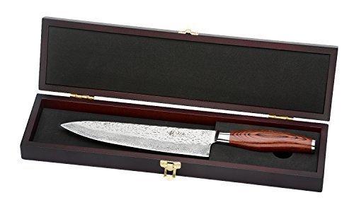 Wakoli Damastmesser (Chefmesser) japanischer Damaststahl VG-10, mit Holzverpackung, Wakoli Premium Serie