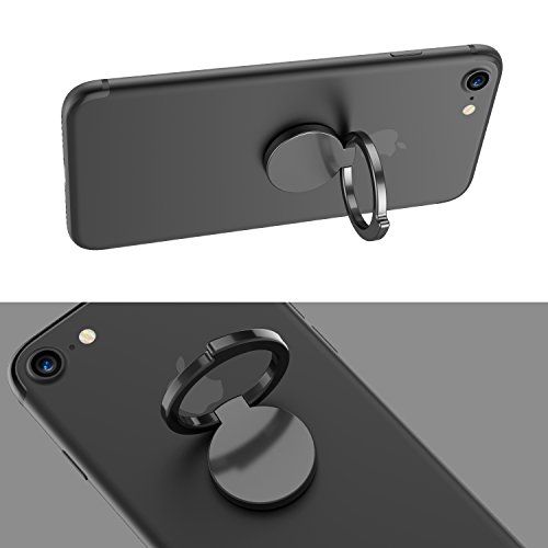 OSSKY Handy Ring Halter Handy Finger Halterung 360Â°freidrehbar Ringhalter, Smartphone Halter + StÃ¤nder mit Einhandbedienung geeignet fÃ¼r alle Handy Typ,passen Magnet Auto Griff (Schwarz)