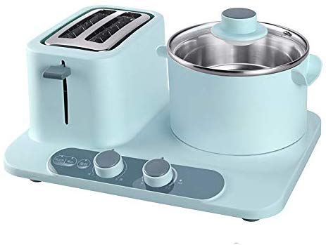 RENXR Mini 2 tranches Toaster- 3-in-1 Machine en Acier Inoxydable Petit-déjeuner, Multi-Fonctionnelle Omelette Poêle à Frire Électrique Poêlon Marmite Nouilles