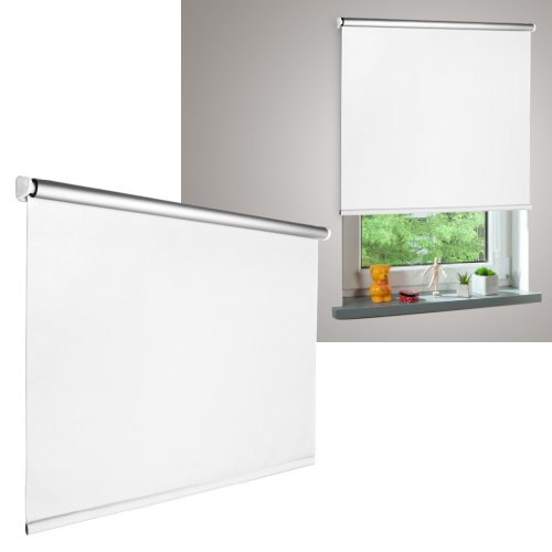 SHINY HOME® 2 Jahre Garantie Rollo (Breite und Höhe) 80 x 175cm für Fenster Tür mit Klemmträgern Verdunklung Verdunklungsrollo Klemmträger Fensterrollo Silberbeschichtung Weiss - 2