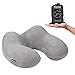 Produktbild Ronhan Reisekissen/ Nackenkissen mit ergonomischer Stützfunktion Weiche U geformte aufblasbare Nackenkissen Stütz-Kompakt & Leicht für das Schlafen auf Flugzeug, Auto und Zug, Tragetasche-Extrem Tragbar (Silver Gray)