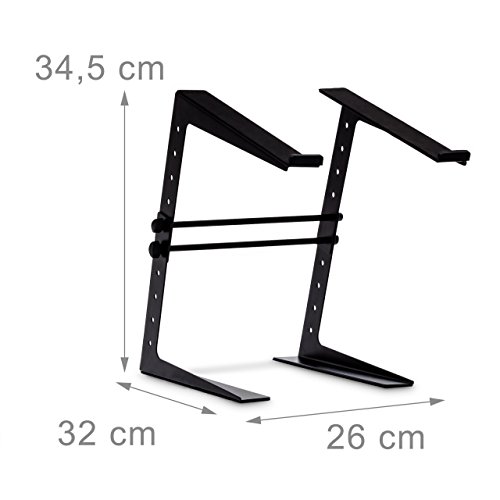 Relaxdays Laptopständer höhenverstellbar Notebookständer mit gummierten Füßen, Haltern Höhe 5-fach verstellbar Laptophalter für Djs und Musiker Mixerständer, 34,5 x 26 x 32 cm, schwarz - 4