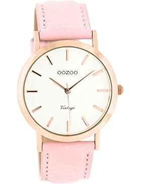 Oozoo Vintage Damenuhr Lederband 38 MM Rose/Weiss/Pinkgrau C8103